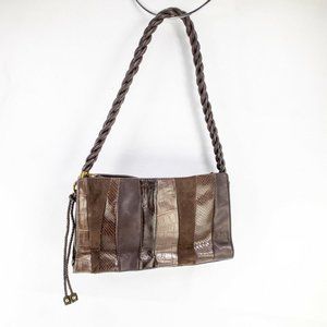 Relic 90's Purse Womens Brown Patchwork Leather Multi Pockets Shoulder Bag